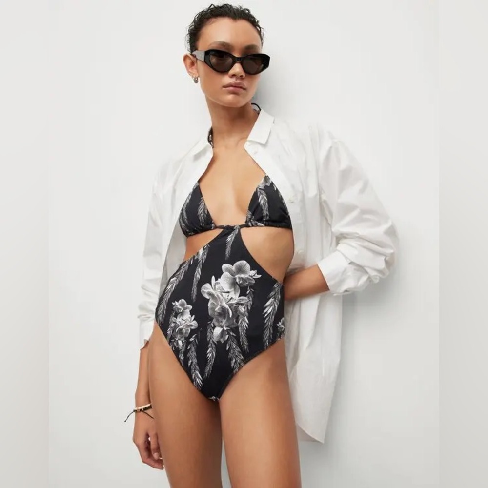 ALLSAINTS  Peri Mia Cut-Out Floral Swimsuit size XS NWT